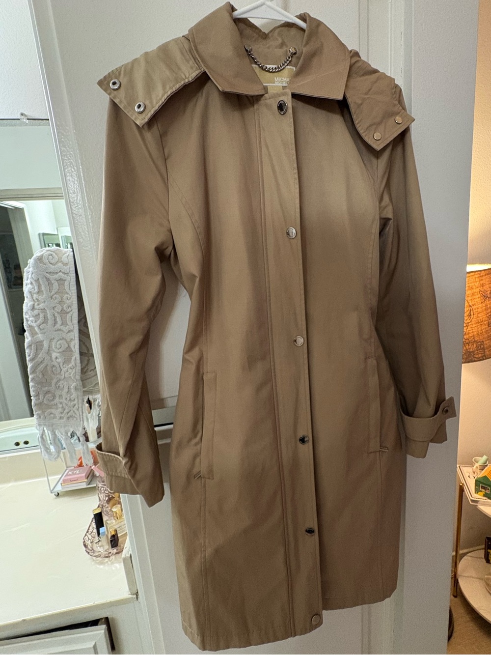 Michael Kors Khaki/Tan Hooded Trench Coat